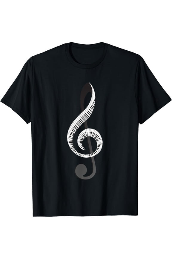 Funny Piano Gift For Men Women Cool Treble Clef Musical Note T-Shirt