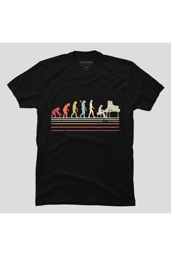 Funny Piano Retro Evolution Of Man Music Nerd Geek Humor H28592 T-Shirt, for Men and Women, Up to Size 5XL