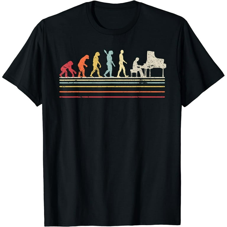Funny Piano T Shirt. Retro Vintage Evolution Of Man Shirt Funny Piano T Shirt. Retro Vintage Evolution Of Man Shirt
