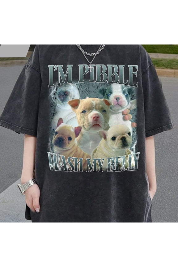 Funny Pibble Dog Meme T-Shirt - Dark Tee with Cute Puppy Collage Design for Dog Lovers