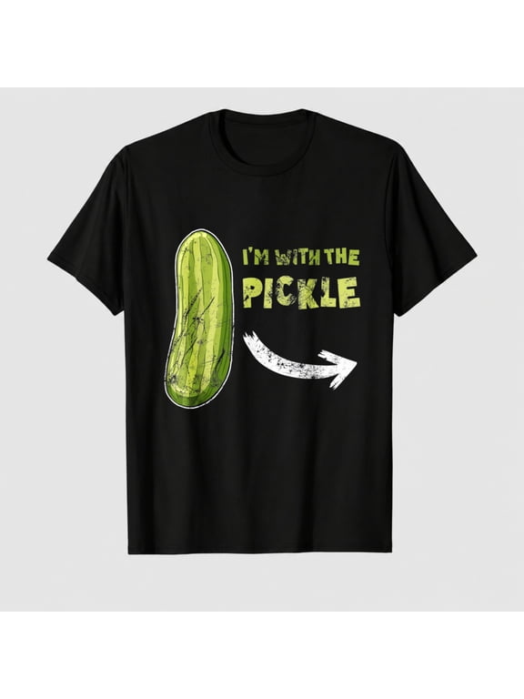 Funny Pickle Arrow Quote Graphic T-Shirt, Matching Couple Food Costume 100% Cotton Short Sleeve Shirt