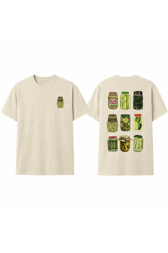 Funny Pickle Jars Graphic T-Shirt, Unisex Classic Fit Cotton Tee