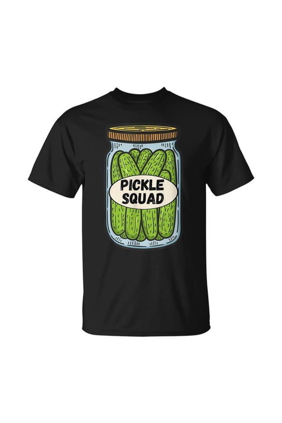 Funny Pickle Squad Graphic Tee Retro Foodie Jar Design Unisex Cotton T-Shirt