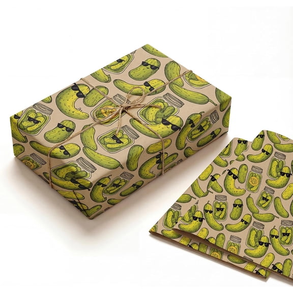 Funny Pickle Wrapping Paper, 19.6 x 27.5 in, 2 Sheets