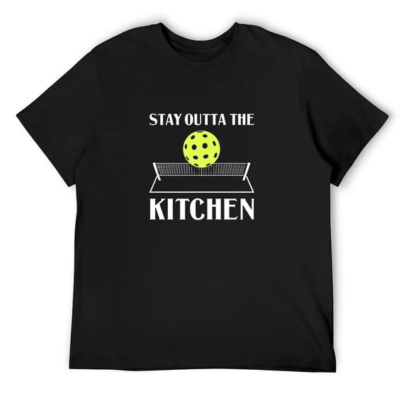 Funny Pickleball Gift Men Women Cool Stay Outta The Kitchen T-Shirt Black