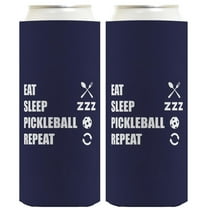 Funny Pickleball Gifts Eat Sleep Pickleball Repeat Iconography 2-Pack Ultra Slim Can Thermocoolers