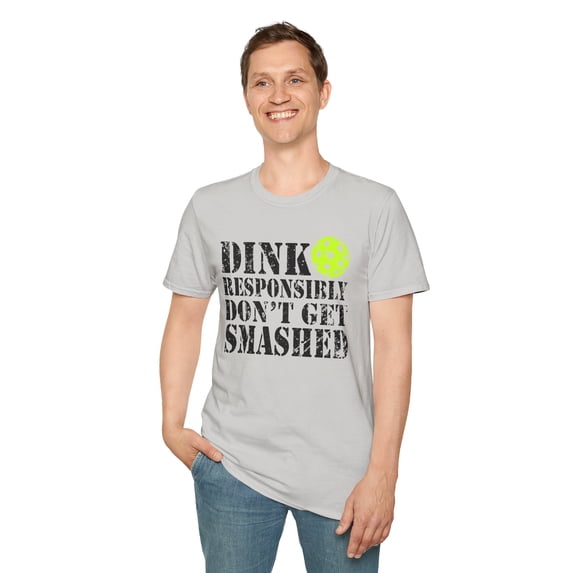 Funny Pickleball, Gildan Unisex Softstyle T-Shirt, Dink Responsibly, S-3XL