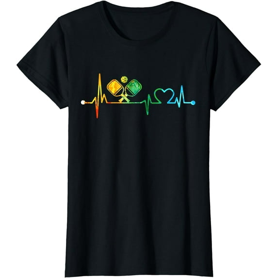 Funny Pickleball Paddle Heartbeat Vintage Colors T-Shirt