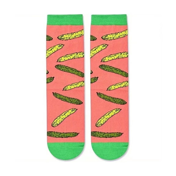 Funny Pickles Socks Creative Girl Who Love Pickles Letters Printed Cotton Middle Calf Socks Gift for Pickles Lover Women