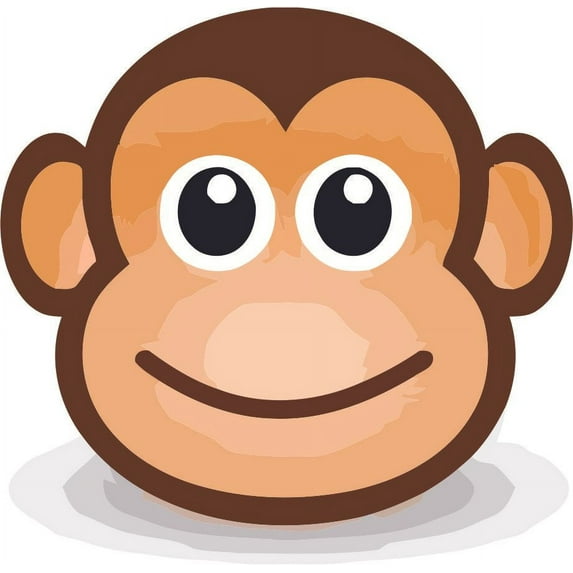 Funny Picture Monkey Monkeys Head Cartoon Wall Decals for Bedroom or Bathroom Animal Animals Children's Vinyls Design Kids Kid Vinyl Art Decal Walls Sticker Rooms Size (40x40 inch)