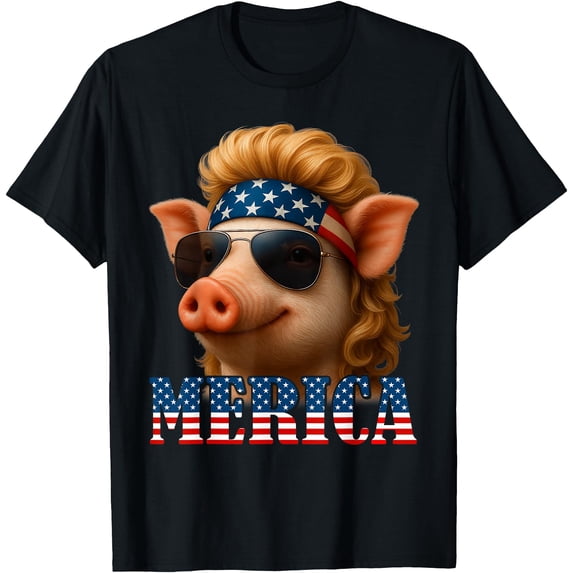 Funny Pig American Flag Farmer Independence Day 4Th Of July T-Shirt , Vintage T-Shirt