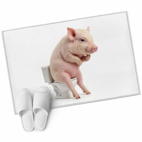 Funny Pig Area Rugs Collection 2'x3', Cute Art Fun Lovely Animals on Toilets Non Slip Indoor Rectangle Throw Runner Rug Floor Mat Carpet for Living Room Dining Table Bedroom Nursery