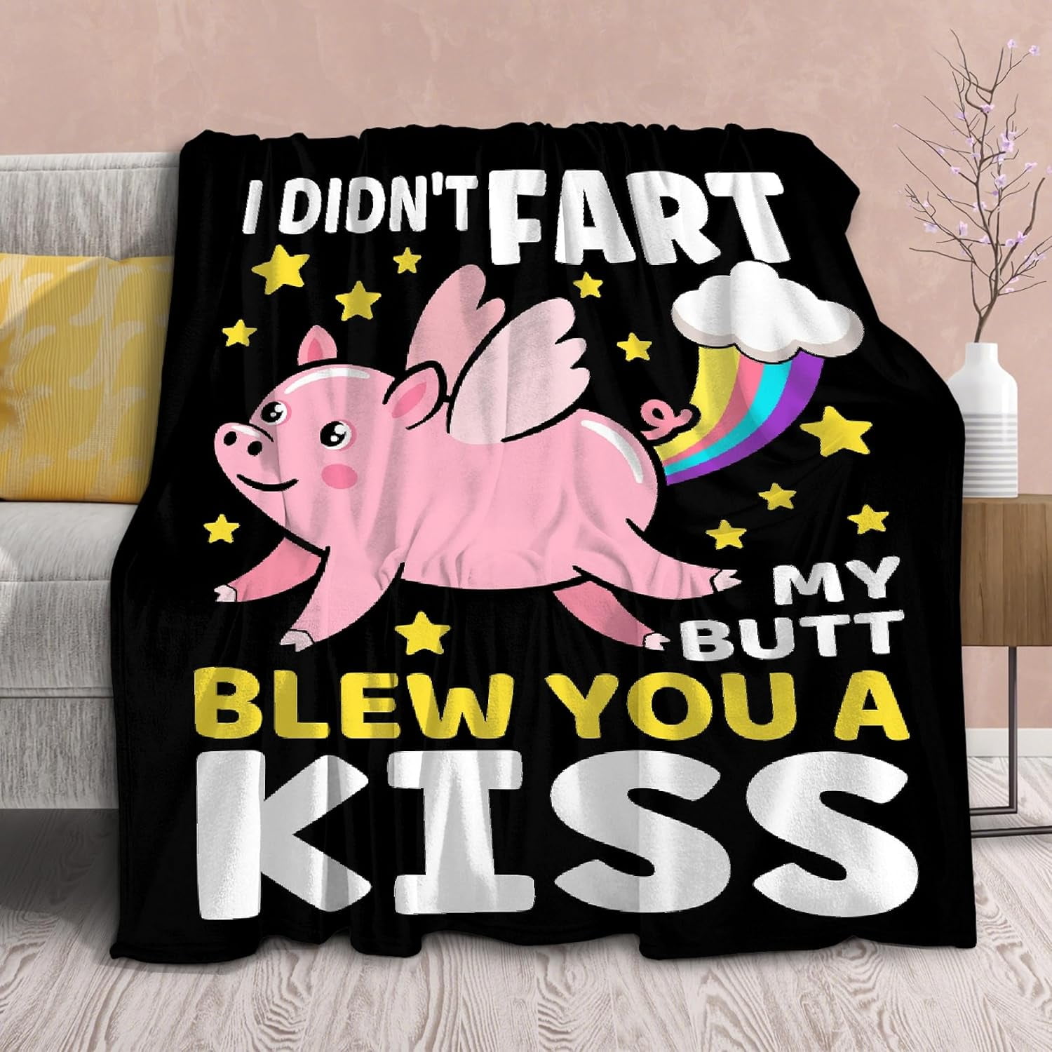 Funny Pig Blanket Gift for Girls Boys- 60x80 Inches Soft Flannel Throws Blankets Funny Gift for Teen Women Men Adult Cute Pig Lover Gifts for Birthday Christmas Halloween Bed Sofa Couch-Twin Size