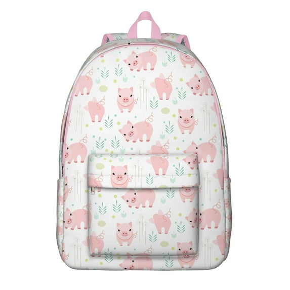 Funny Pig Cartoon Laptop Backpack, Lightweight and Durable School Bag with Abstract Floral Design and Cute Animal Print
