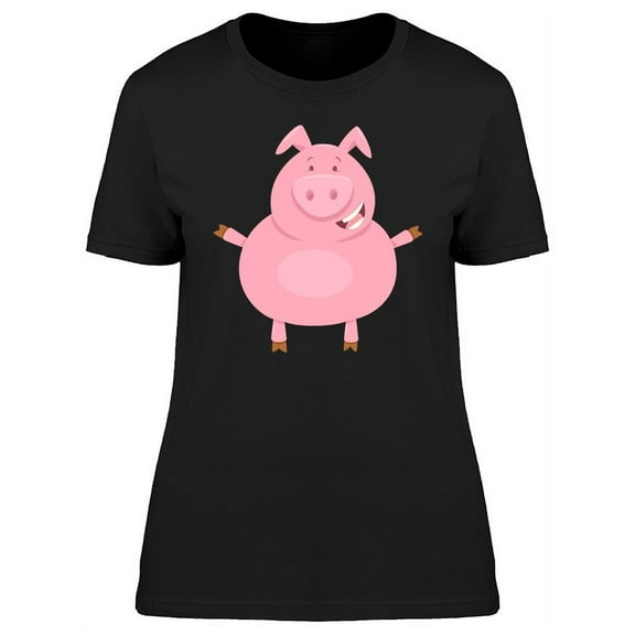 Funny Pig Cartoon T-Shirt Women -Image by Shutterstock, Female Large