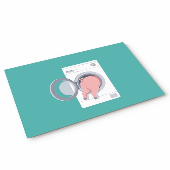 Funny Pig Door Mat Pink Pig's Butt White Washing Machine Farmhouse Non Slip Absorbent Entrance Mat Washable Low Profile Indoor Doormat for Front Door Entryway Entry 16"x24"