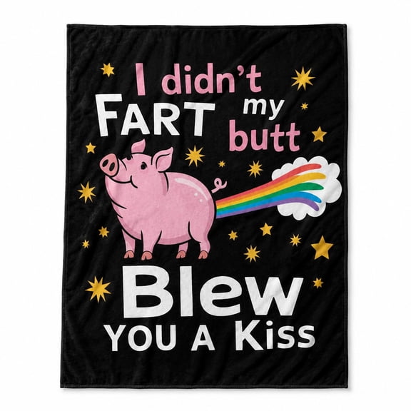 Funny Pig Fleece Throw Blanket – Humorous Animal Graphic – Cozy Gift for Friends & Family – 4 Sizes