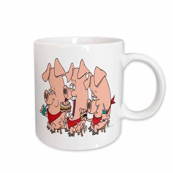 3drose, Funny Pig Out Party Piggy Cartoon, 15oz Mug