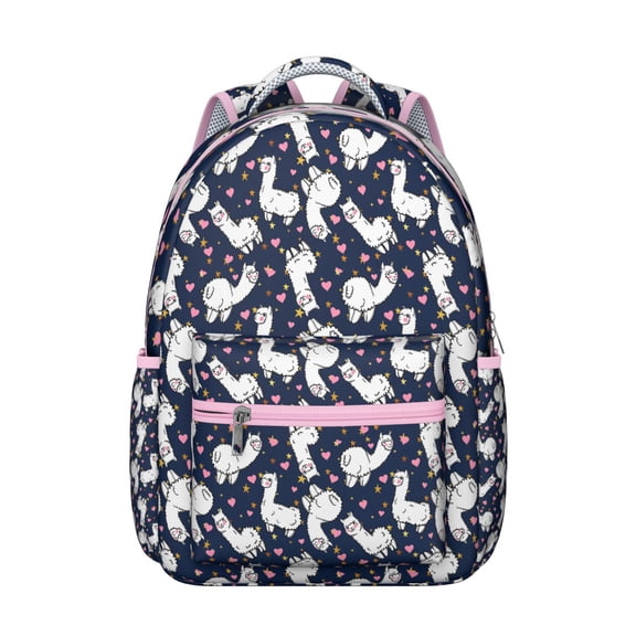 Funny Pig Print Student School Backpack Watercolor Farm Animal Cartoon Pattern Cute Piggy Design Aesthetic Artistic Book Bag for Student