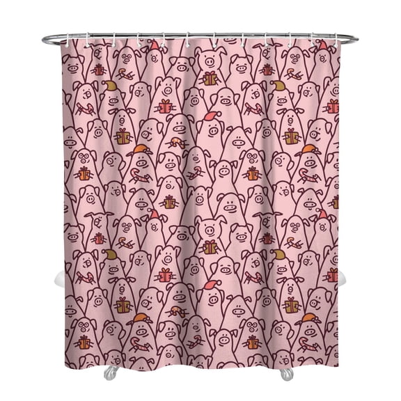 Funny Pig Shower Curtain - Aesthetic Farm Animal Artistic Pattern, Quick Dry Waterproof Bath Curtain 72x84 Inch, Machine Washable with Metal Grommets