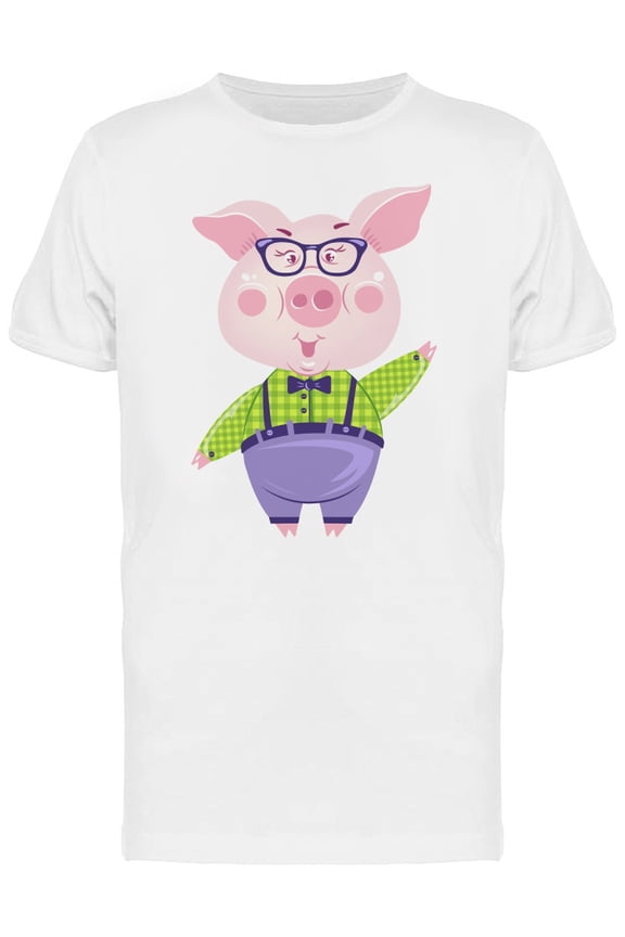 Funny Pig With Hipste Clothes T-Shirt Men -Image by Shutterstock, Male Medium