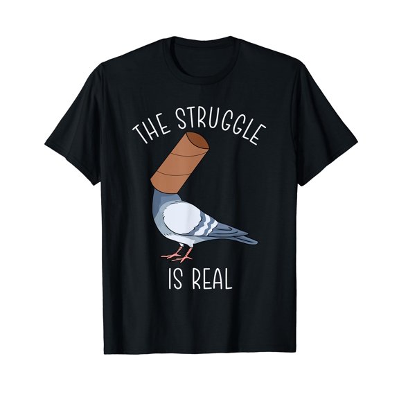 Funny Pigeon Shirts Pigeon Whisperer The Struggle Is Real Black T-Shirt