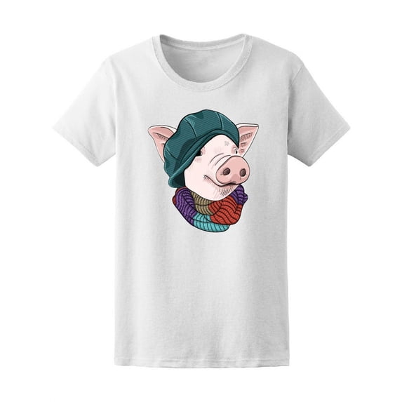 Funny Piggy With Blue Cap Tee Women's -Image by Shutterstock