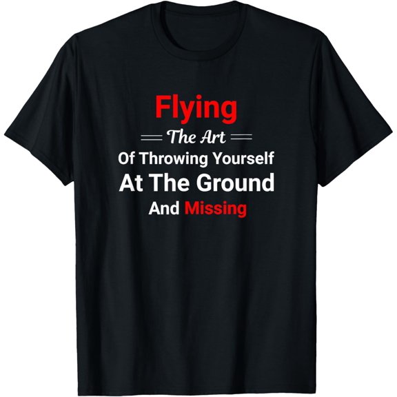 Funny Pilot Flying The Art Of T-ShirtMen and women, White Black T-shirt, size: Extra large S-4XL