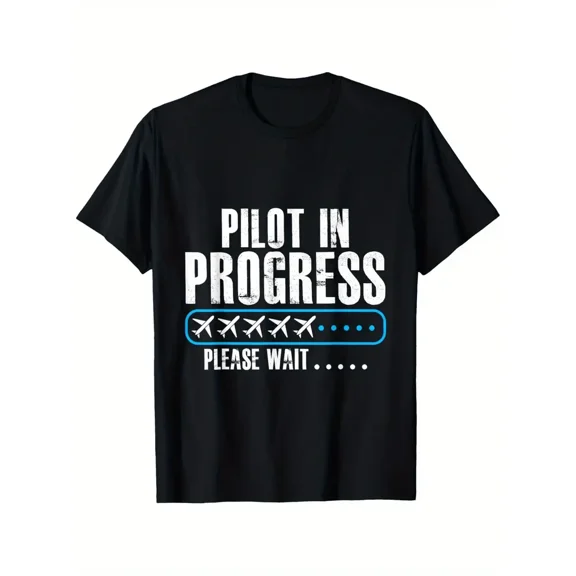 Funny Pilot In Progress Airplane Loading Bar Unisex Cotton T-Shirt