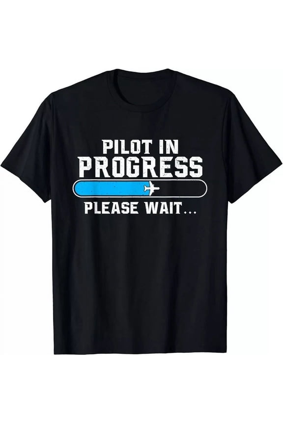 Funny Pilot In Progress Student Aviation Flight School Retro Graphic T-Shirt for Men and Women