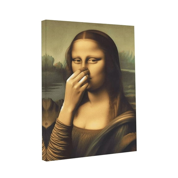 Funny Pinching Nose Mona Lisa Poster Bathroom Wall Art, Vintage Humor Toilet Print, Quirky Home Decor for Bathroom Living Room, Easy to Hang Decorative Art,A