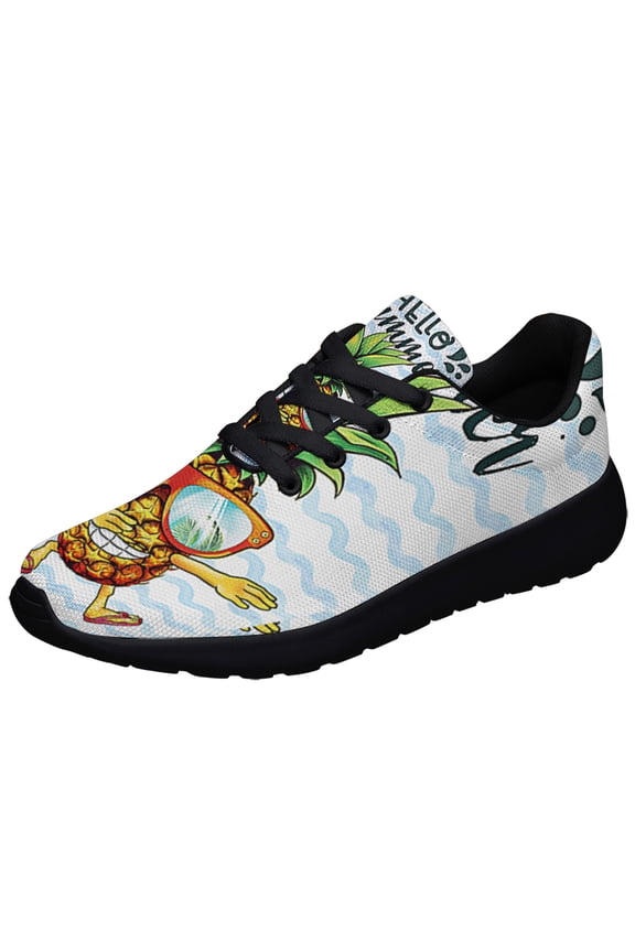Funny Pineapple Hello Summer Shoes Sneakers Black Size 8