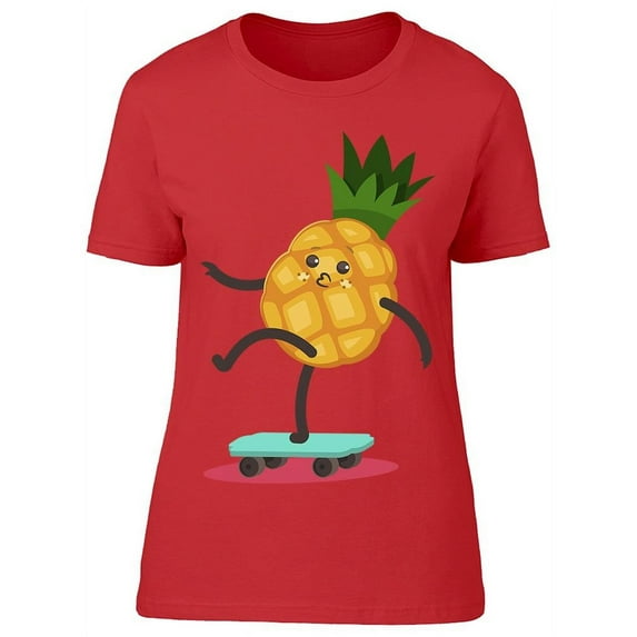 Funny Pineapple On A Skateboard T-Shirt Women -Image by Shutterstock Women T-Shirt, Female Small