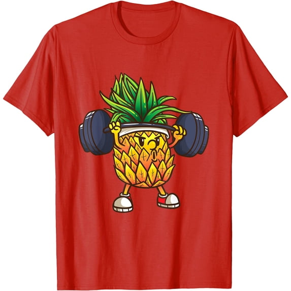 Funny Pineapple Powerlifting Weightlifting Gym Workout Softstyle Unisex T-Shirt,Red Color,Size YM