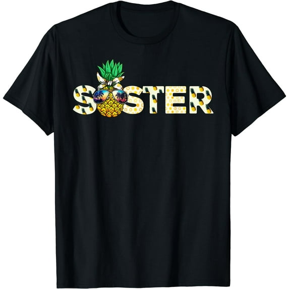 Funny Pineapple Sister Summer Tropical Fruit Hawaii T-Shirt Black 4X-Large
