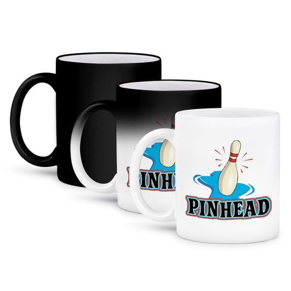 3dRose, Funny Pinhead Bowling Sports Design, 11oz Magic Transforming Mug