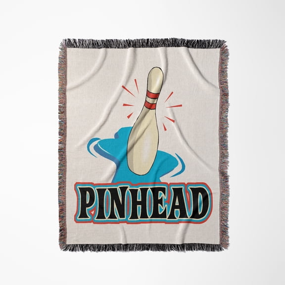 Funny Pinhead Bowling Sports Design, Woven Blanket