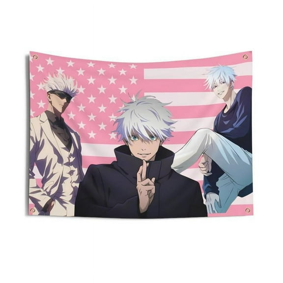 Funny Pink American Flag Anime Manga Satoru Gojo Jujutsu Kaisen Wall Hanging  Decoration Wall Flag