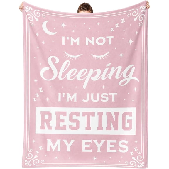 Funny Pink Im Not Sleeping Im Just Resting My Eyes Throw Blanket Soft Plush Fleece for Couch and Bedroom Decor