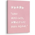 thumbnail image 1 of Funny Pink Kitchen Wall Art Decor Canvas Pictures, Chef was Cute Would Eat Here Again Poster Canvas Sign, Pink Kitchen Decor, 11x14, Framed, (Pink1), 1 of 6