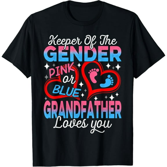 Funny Pink Or Blue Grandfather Loves You Gender Reveal Cute T-Shirt