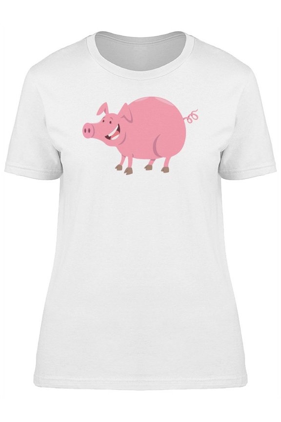 Funny Pink Pig Doodle T-Shirt Women -Image by Shutterstock, Female Medium