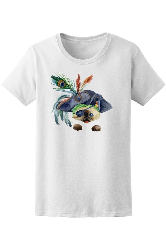 Funny Pirate Cat T-Shirt Women -Image by Shutterstock, Female XX-Large