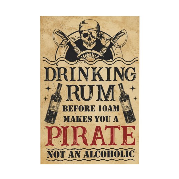 Funny Pirate Drinking Quote Bar Canvas Wall Art for Home Bar Pub or Man Cave 12*18in