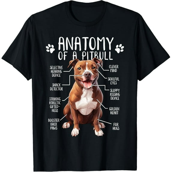 Funny Pitbull Anatomy T-Shirt – Cute Pittie Dog Lover Gift for All Ages