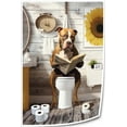 thumbnail image 1 of Funny Pitbull Dog Poster Bathroom Wall Decor Bull Reading Newspaper on Toilet Wall Art Giclee Art Poster Prints Picture Canvas Decoration Painting, 1 of 6