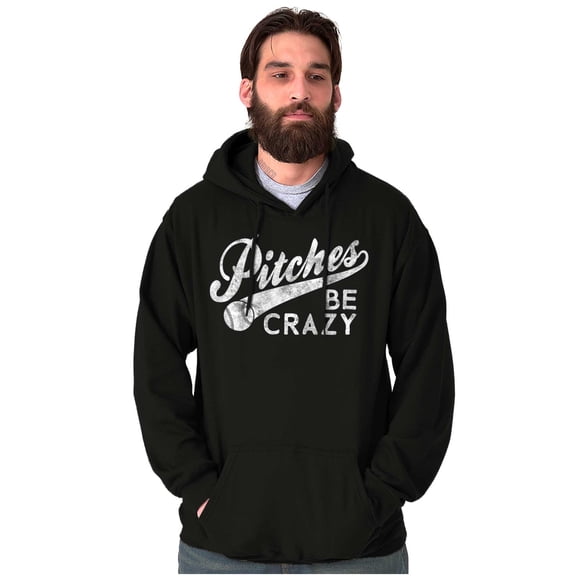 Funny Pitches Be Crazy Baseball Joke Unisex Plus Fleece Graphic Hoodie Brisco Brands 3X
