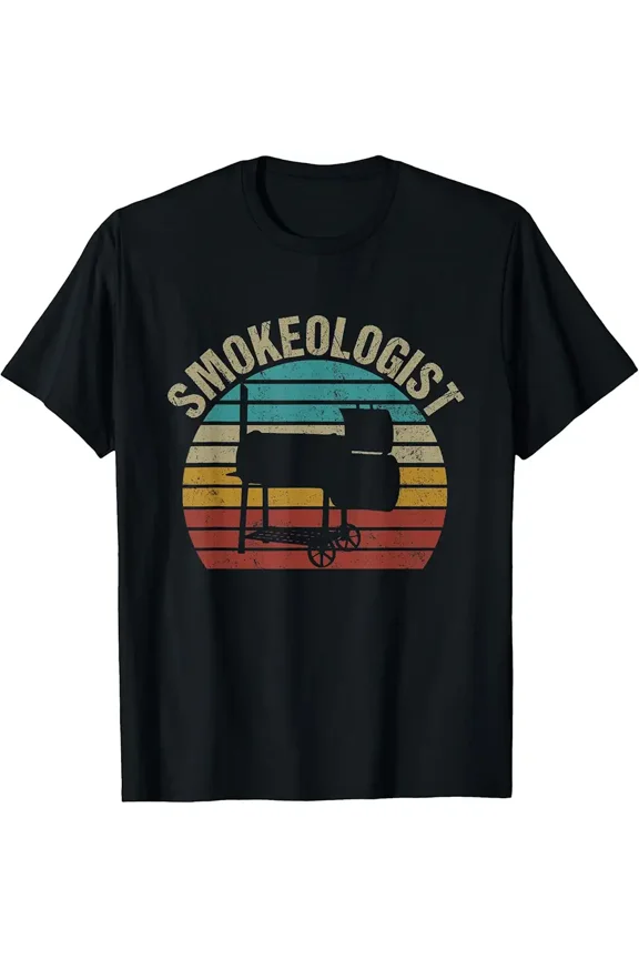 Funny Pitmaster Smoker Grill Graphic Men BBQ Lover Retro Short Sleeve T-Shirt