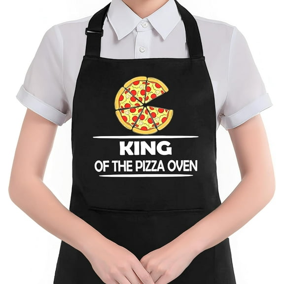 Funny Pizza Apron with Pockets, Pizza Oven Accessories, Baking Lovers Bakers Gifts Waterproof Adjustable Cooking Apron for Baking Kitchen Dishwashing Grilling