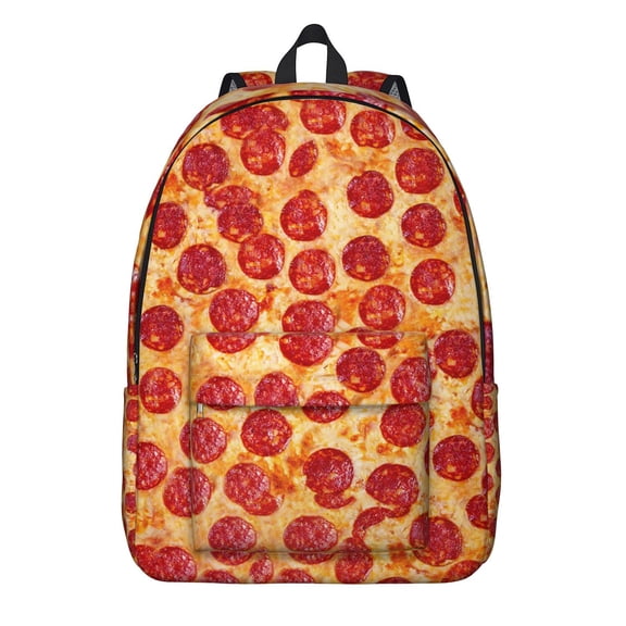 Funny Pizza Foodie School Backpack, Delicious Food Pattern Large Capacity Travel Bag with Anti-theft Features for Daily Use